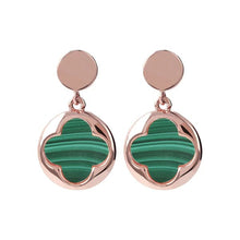 Load image into Gallery viewer, Four-Leaf Clover Dangle Earrings GREEN MALACHITE - Jewelry
