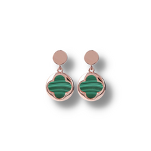Load image into Gallery viewer, Four-Leaf Clover Dangle Earrings GREEN MALACHITE - Jewelry