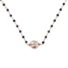 Load image into Gallery viewer, Black Spinel and Rose Pearl Necklace - BRONZALEUR NECKLACE
