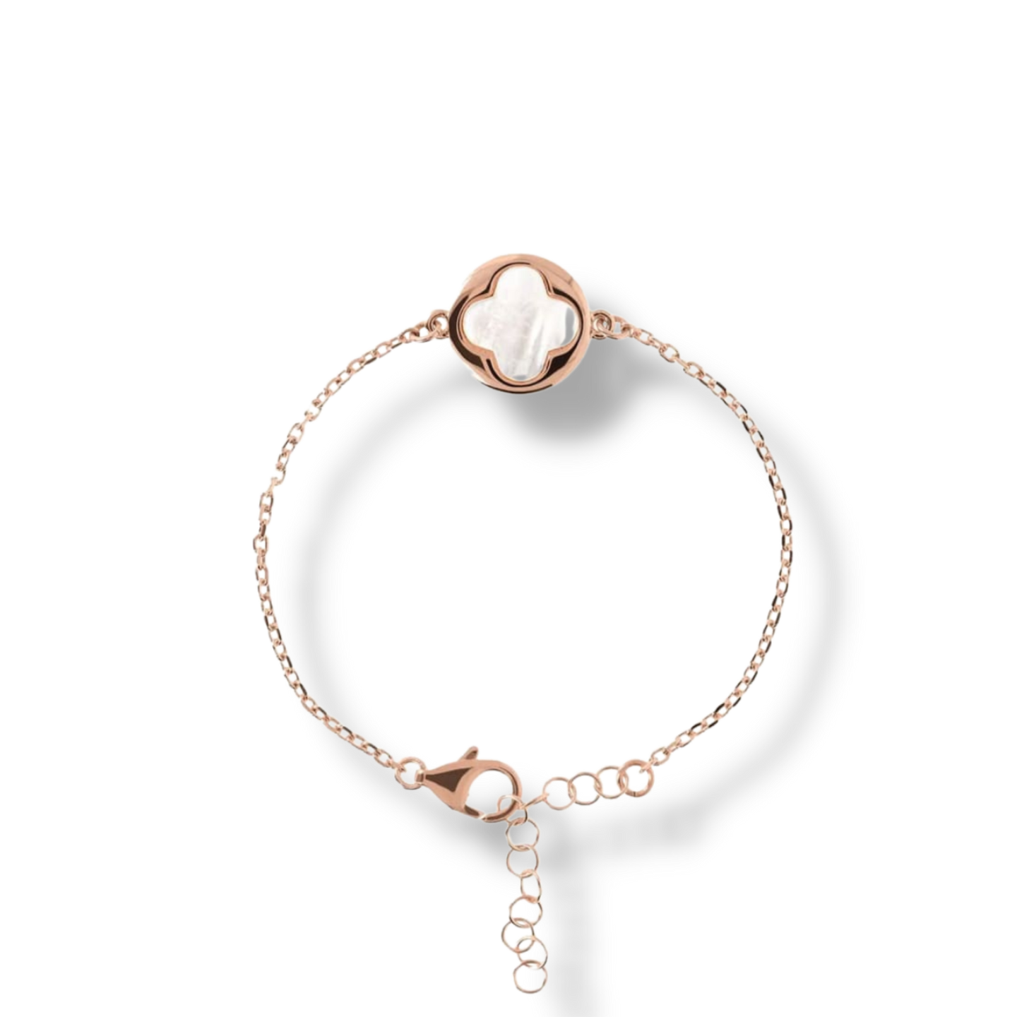 Bronzallure Alba Clover Tennis Bracelet White Mother