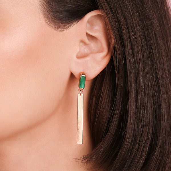 Carré Natural Stones Pendant Earrings - EARINGS Best selling