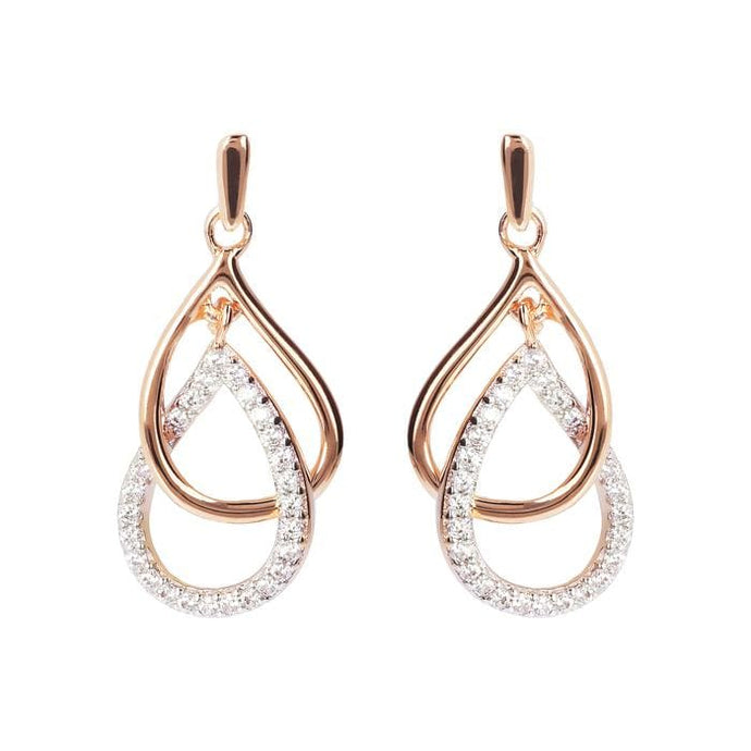 Cubic Zirconia Double Drop Earrings - BRONZALEUR EARINGS ALL