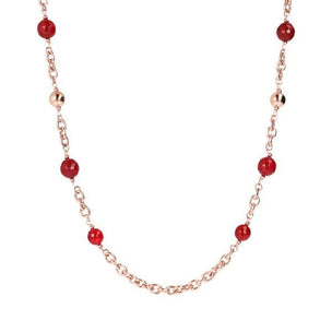 Golden Rose Beads and Stone Necklace - BRONZALEUR NECKLACE