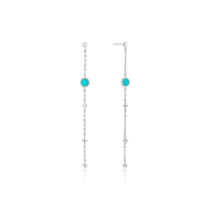 Silver Turquoise Drop Earrings - ALL EARINGS
