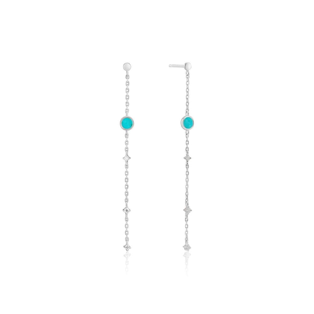 Silver Turquoise Drop Earrings - ALL EARINGS