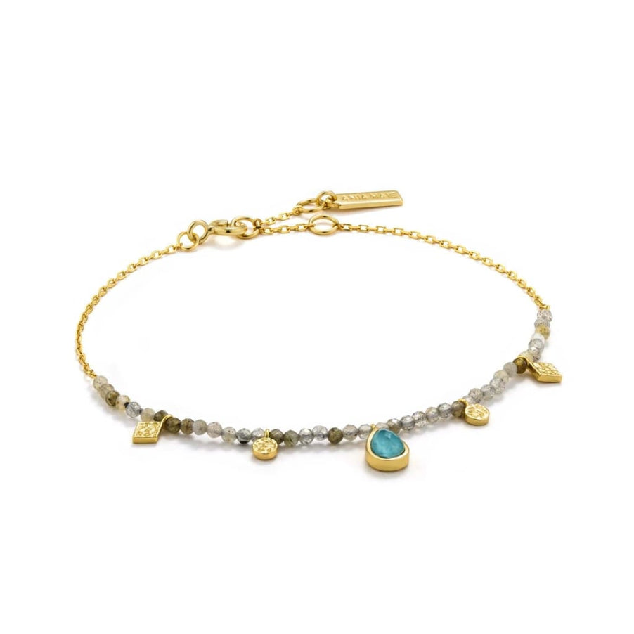 Turquoise and Labradorite Gold Bracelet - ANIA HAE JEWELLERY