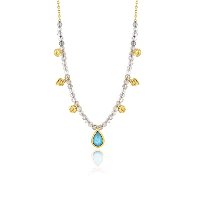 Turquoise Labradorite Gold Necklace - ALL NECKLACES