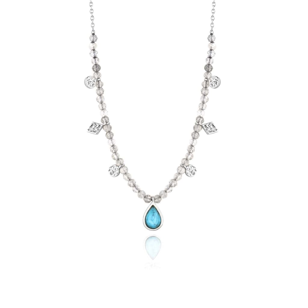 Turquoise Labradorite Silver Necklace - ALL NECKLACES