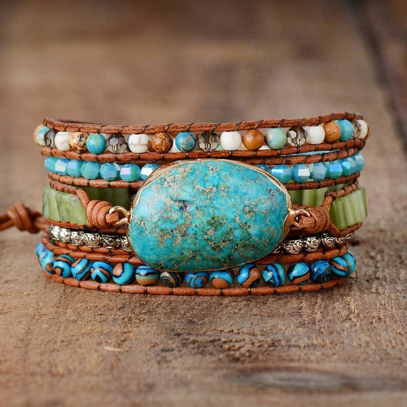 Twisted Ocean Jasper Wrap Bracelet - BRACELET Bracelets